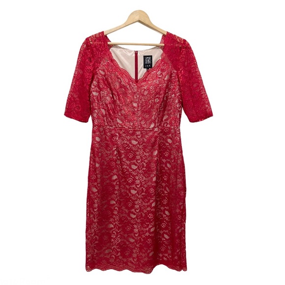 Jax Dresses & Skirts - SOLD-----------Jax Women's Size 12 Red Lace Lined Knee Length Dress